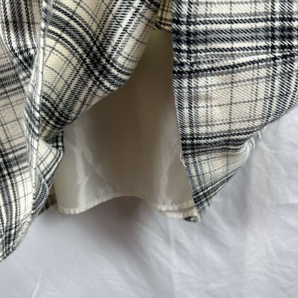 Mossimo Sheath Dress Large White Black Plaid Overall Wool Pockets Buttons School - Picture 5 of 12